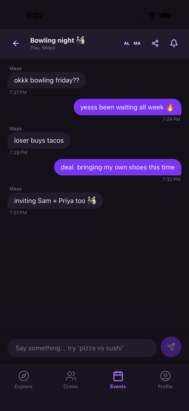 Crew chat screen